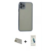 MARSİLYAN™- iPhone 11 Pro Max Kılıf Vadi Minimal - Şeffaf Pasifik Cam Ekran Koruyucu + Rainbow Kamera Lens Koruma Cam - GD