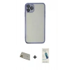 MARSİLYAN™- iPhone 11 Pro Max Kılıf Vadi Minimal - Şeffaf Pasifik Cam Ekran Koruyucu + Rainbow Kamera Lens Koruma Cam - GD