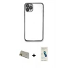 MARSİLYAN™- iPhone 11 Pro Max Kılıf Vadi Minimal - Şeffaf Pasifik Cam Ekran Koruyucu + Rainbow Kamera Lens Koruma Cam - GD