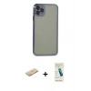 MARSİLYAN™- iPhone 11 Pro Max Kılıf Vadi Minimal - Şeffaf Pasifik Cam Ekran Koruyucu + Renkli Kamera Lens Koruma Cam - YL