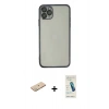 MARSİLYAN™- iPhone 11 Pro Max Kılıf Vadi Minimal - Şeffaf Pasifik Cam Ekran Koruyucu + Renkli Kamera Lens Koruma Cam - YL