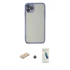 MARSİLYAN™- iPhone 11 Pro Max Kılıf Vadi Minimal - Şeffaf Pasifik Cam Ekran Koruyucu + Renkli Kamera Lens Koruma Cam - YL