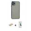 MARSİLYAN™- iPhone 11 Pro Max Kılıf Vadi Minimal - Şeffaf Pasifik Cam Ekran Koruyucu + Renkli Kamera Lens Koruma Cam - SI