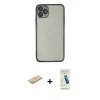 MARSİLYAN™- iPhone 11 Pro Max Kılıf Vadi Minimal - Şeffaf Pasifik Cam Ekran Koruyucu + Renkli Kamera Lens Koruma Cam - SI