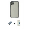MARSİLYAN™- iPhone 11 Pro Max Kılıf Vadi Minimal - Şeffaf Pasifik Cam Ekran Koruyucu + Shine Kamera Lens Koruma Cam - GD