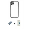MARSİLYAN™- iPhone 11 Pro Max Kılıf Vadi Minimal - Şeffaf Pasifik Cam Ekran Koruyucu + Shine Kamera Lens Koruma Cam - MI