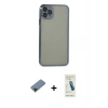 MARSİLYAN™- iPhone 11 Pro Max Kılıf Vadi Minimal - Şeffaf Pasifik Cam Ekran Koruyucu + Siyah Shine Kamera Lens Koruma Cam