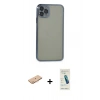 MARSİLYAN™- iPhone 11 Pro Max Kılıf Vadi Minimal - Şeffaf Pasifik Cam Ekran Koruyucu + Renkli Kamera Lens Koruma Cam - TU
