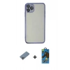 MARSİLYAN™- iPhone 11 Pro Max Kılıf Vadi Minimal - Siyah 18D Cam Ekran Koruyucu + Shine Kamera Lens Koruma Cam - GI