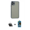 MARSİLYAN™- iPhone 11 Pro Max Kılıf Vadi Minimal - Siyah 18D Cam Ekran Koruyucu + Kamera Lens Koruma Cam - SF