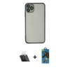 MARSİLYAN™- iPhone 11 Pro Max Kılıf Vadi Minimal - Siyah 18D Cam Ekran Koruyucu + Kamera Lens Koruma Cam - SF