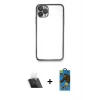 MARSİLYAN™- iPhone 11 Pro Max Kılıf Vadi Minimal - Siyah 18D Cam Ekran Koruyucu + Kamera Lens Koruma Cam - SF