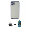 MARSİLYAN™- iPhone 11 Pro Max Kılıf Vadi Minimal - Siyah 18D Cam Ekran Koruyucu + Kamera Lens Koruma Cam - SF