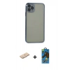 MARSİLYAN™- iPhone 11 Pro Max Kılıf Vadi Minimal - Siyah 18D Cam Ekran Koruyucu + Renkli Kamera Lens Koruma Cam - MI