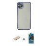 MARSİLYAN™- iPhone 11 Pro Max Kılıf Vadi Minimal - Siyah 18D Cam Ekran Koruyucu + Renkli Kamera Lens Koruma Cam - MI