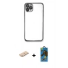MARSİLYAN™- iPhone 11 Pro Max Kılıf Vadi Minimal - Siyah 18D Cam Ekran Koruyucu + Renkli Kamera Lens Koruma Cam - MI