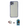 MARSİLYAN™- iPhone 11 Pro Max Kılıf Vadi Minimal - Siyah 18D Cam Ekran Koruyucu + Pers Alüminyum Kamera Lens - KI