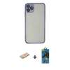 MARSİLYAN™- iPhone 11 Pro Max Kılıf Vadi Minimal - Siyah 18D Cam Ekran Koruyucu + Renkli Kamera Lens Koruma Cam - PE
