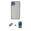 MARSİLYAN™- iPhone 11 Pro Max Kılıf Vadi Minimal - Siyah 18D Cam Ekran Koruyucu + Shine Kamera Lens Koruma Cam - PE