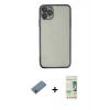 MARSİLYAN™- iPhone 11 Pro Max Kılıf Vadi Minimal - Siyah 20D Premium Cam Ekran Koruyucu + Shine Kamera Lens Koruma Cam - GI