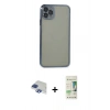 MARSİLYAN™- iPhone 11 Pro Max Kılıf Vadi Minimal - Siyah 20D Premium Cam Ekran Koruyucu + Pers Alüminyum Kamera Lens - LT