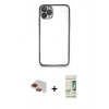 MARSİLYAN™- iPhone 11 Pro Max Kılıf Vadi Minimal - Siyah 20D Premium Cam Ekran Koruyucu + Pers Alüminyum Kamera Lens - KI