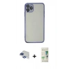 MARSİLYAN™- iPhone 11 Pro Max Kılıf Vadi Minimal - Siyah 20D Premium Cam Ekran Koruyucu + Pers Alüminyum Kamera Lens - LT