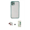 MARSİLYAN™- iPhone 11 Pro Max Kılıf Vadi Minimal - Siyah 20D Premium Cam Ekran Koruyucu + Pers Alüminyum Kamera Lens - KI