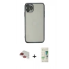 MARSİLYAN™- iPhone 11 Pro Max Kılıf Vadi Minimal - Siyah 20D Premium Cam Ekran Koruyucu + Pers Alüminyum Kamera Lens - KI
