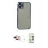 MARSİLYAN™- iPhone 11 Pro Max Kılıf Vadi Minimal - Siyah 20D Premium Cam Ekran Koruyucu + Pers Alüminyum Kamera Lens - KI