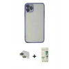 MARSİLYAN™- iPhone 11 Pro Max Kılıf Vadi Minimal - Siyah 20D Premium Cam Ekran Koruyucu + Pers Alüminyum Kamera Lens - YL