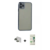 MARSİLYAN™- iPhone 11 Pro Max Kılıf Vadi Minimal - Siyah 20D Premium Cam Ekran Koruyucu + Pers Alüminyum Kamera Lens - YL