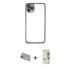MARSİLYAN™- iPhone 11 Pro Max Kılıf Vadi Minimal - Siyah 20D Premium Cam Ekran Koruyucu + Rainbow Kamera Lens Koruma Cam - GD