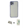MARSİLYAN™- iPhone 11 Pro Max Kılıf Vadi Minimal - Siyah 20D Premium Cam Ekran Koruyucu + Rainbow Kamera Lens Koruma Cam - GD