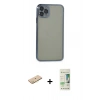 MARSİLYAN™- iPhone 11 Pro Max Kılıf Vadi Minimal - Siyah 20D Premium Cam Ekran Koruyucu + Renkli Kamera Lens Koruma Cam - SI