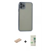 MARSİLYAN™- iPhone 11 Pro Max Kılıf Vadi Minimal - Siyah 20D Premium Cam Ekran Koruyucu + Renkli Kamera Lens Koruma Cam - TU