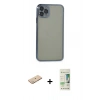 MARSİLYAN™- iPhone 11 Pro Max Kılıf Vadi Minimal - Siyah 20D Premium Cam Ekran Koruyucu + Renkli Kamera Lens Koruma Cam - YL