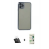 MARSİLYAN™- iPhone 11 Pro Max Kılıf Vadi Minimal - Siyah 20D Premium Cam Ekran Koruyucu + Şeffaf Kamera Lens Koruma Cam