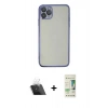 MARSİLYAN™- iPhone 11 Pro Max Kılıf Vadi Minimal - Siyah 20D Premium Cam Ekran Koruyucu + Şeffaf Kamera Lens Koruma Cam