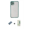 MARSİLYAN™- iPhone 11 Pro Max Kılıf Vadi Minimal - Siyah 20D Premium Cam Ekran Koruyucu + Shine Kamera Lens Koruma Cam - MI