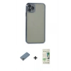 MARSİLYAN™- iPhone 11 Pro Max Kılıf Vadi Minimal - Siyah 20D Premium Cam Ekran Koruyucu + Shine Kamera Lens Koruma Cam - GS