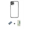 MARSİLYAN™- iPhone 11 Pro Max Kılıf Vadi Minimal - Siyah 20D Premium Cam Ekran Koruyucu + Shine Kamera Lens Koruma Cam - SABE