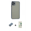 MARSİLYAN™- iPhone 11 Pro Max Kılıf Vadi Minimal - Siyah 20D Premium Cam Ekran Koruyucu + Metal Kamera Lens Koruma Cam - SH