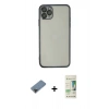MARSİLYAN™- iPhone 11 Pro Max Kılıf Vadi Minimal - Siyah 20D Premium Cam Ekran Koruyucu + Metal Kamera Lens Koruma Cam - SH