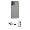 MARSİLYAN™- iPhone 11 Pro Max Kılıf Vadi Minimal - Siyah 20D Premium Cam Ekran Koruyucu + Pers Alüminyum Kamera Lens - SH