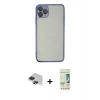MARSİLYAN™- iPhone 11 Pro Max Kılıf Vadi Minimal - Siyah 20D Premium Cam Ekran Koruyucu + Pers Alüminyum Kamera Lens - SH