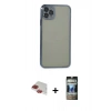 MARSİLYAN™- iPhone 11 Pro Max Kılıf Vadi Minimal - Siyah 34D Hayalet Izgaralı Cam + Pers Alüminyum Kamera Lens - KI
