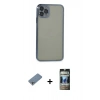 MARSİLYAN™- iPhone 11 Pro Max Kılıf Vadi Minimal - Siyah 34D Hayalet Izgaralı Cam + Shine Kamera Lens Koruma Cam - GS