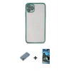 MARSİLYAN™- iPhone 11 Pro Max Kılıf Vadi Minimal - Siyah 34D Izgaralı Cam + Metal Kamera Lens Koruma Cam - GS
