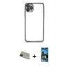 MARSİLYAN™- iPhone 11 Pro Max Kılıf Vadi Minimal - Siyah 34D Izgaralı Cam + Rainbow Kamera Lens Koruma Cam - YL